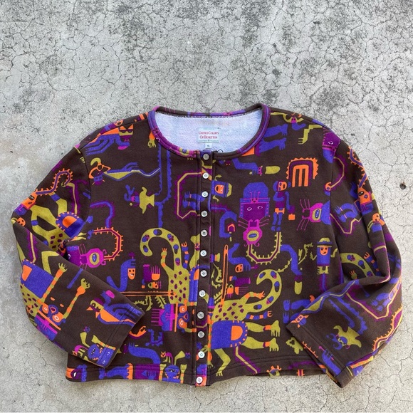 VINTAGE UNITED COLORS OF BENETTON top Small snap button up long sleeve - Picture 1 of 4